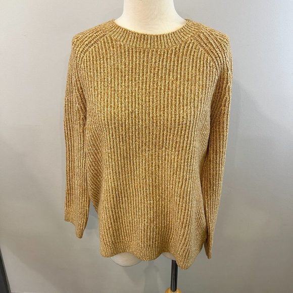 NWOT BP Plaited Stitch Recycled Blend Crewneck Sweater in Tan Boulder (S) - Picture 5 of 12